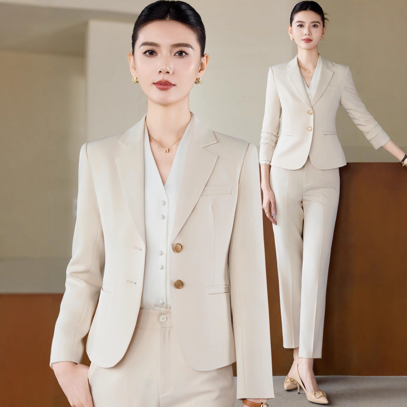 Women Formal Wear White Shirt - Абрикосовый белый костюм для женщин. Профессиональная
