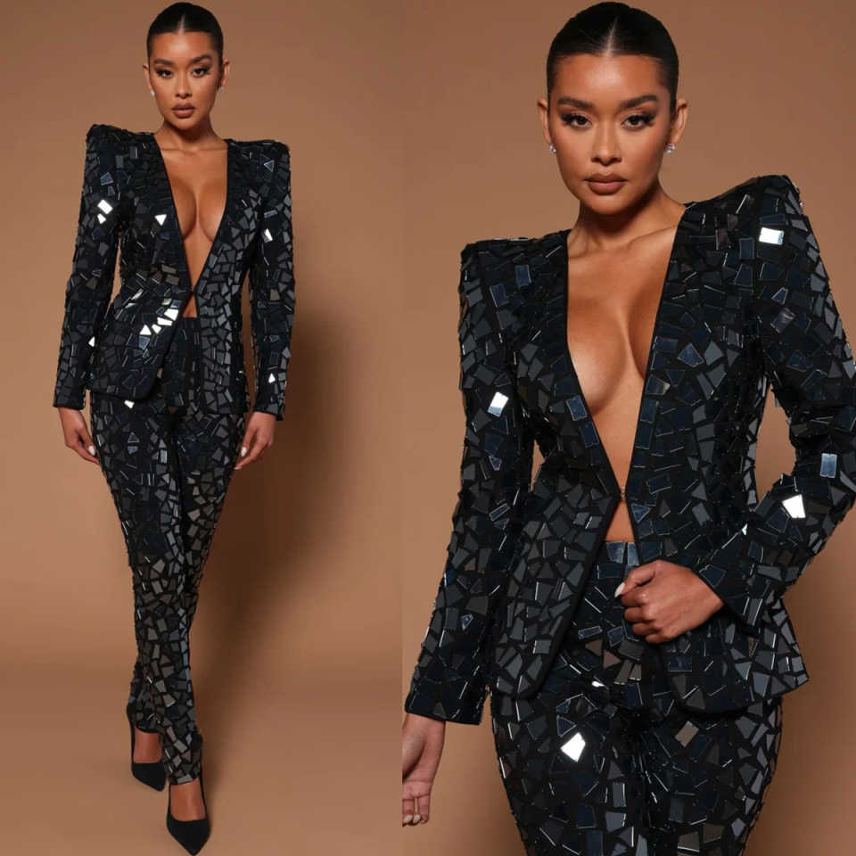 Women Formal Wear With Tie - Дизайнерские женские брюки с большими бриллиантами