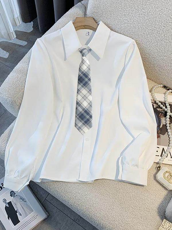 Women Formal Wear White Shirt - Белая свободная женская рубашка с длинным