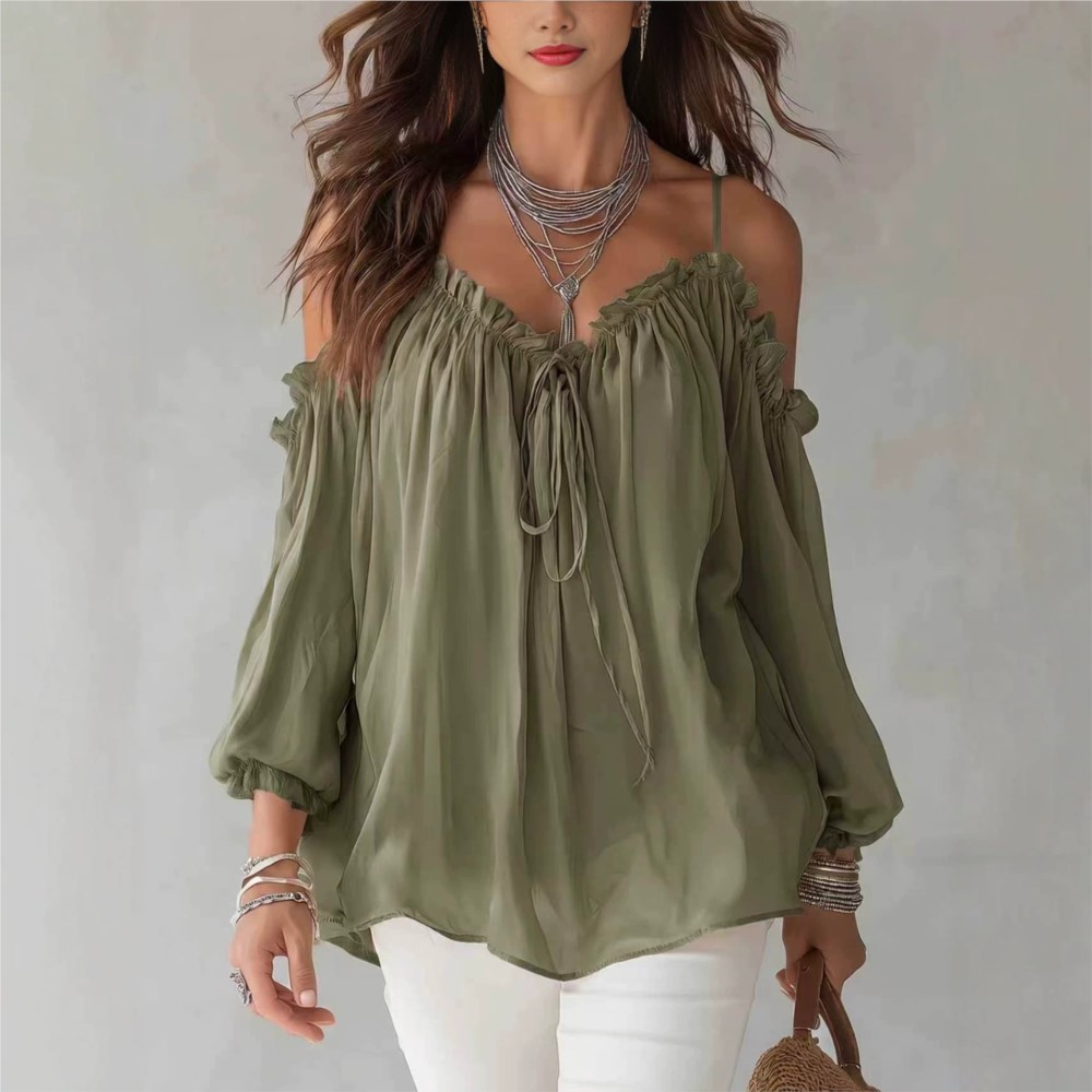Women'S Formal Wear Blouse - Элегантная блузка с открытыми плечами, V-образным