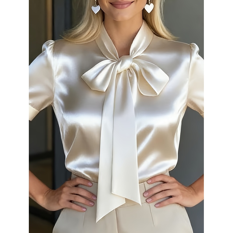 Women Formal Wear With Tie - Элегантная женская рубашка с коротким рукавом