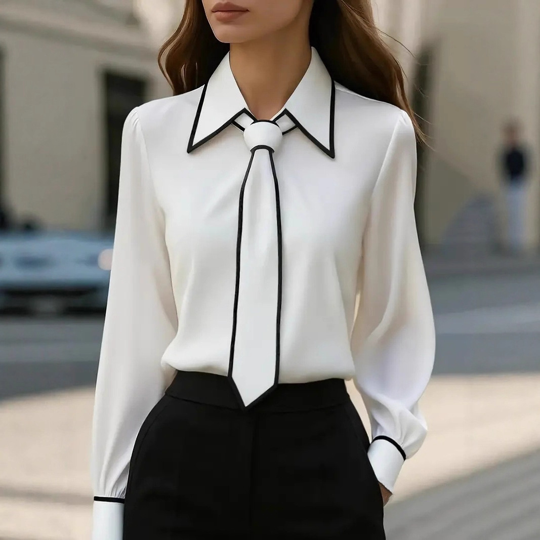 Женская блузка с контрастной о – обзор и цена Women Formal Wear With Tie